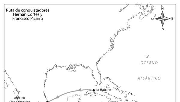 Ruta de conquistadores. Hernán Cortés y Francisco Pizarro