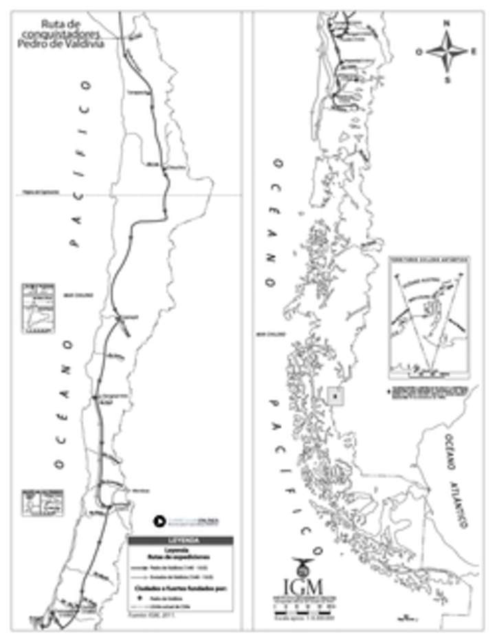 Ruta de conquistadores. Pedro de Valdivia