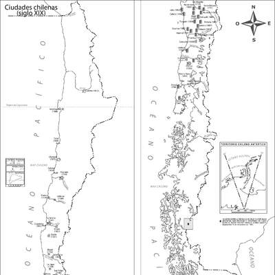 Mapa ciudades de Chile siglo XIX