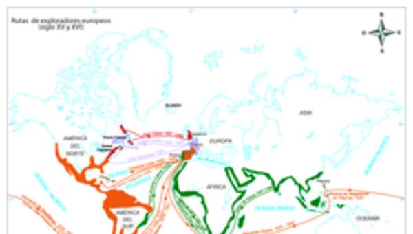 Rutas de exploradores europeos (siglo XV y XVI)