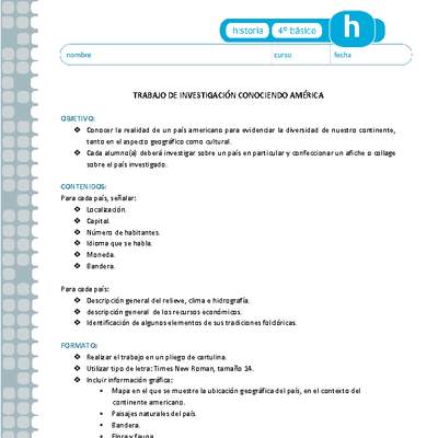 Trabajo de investigación "Conociendo América"