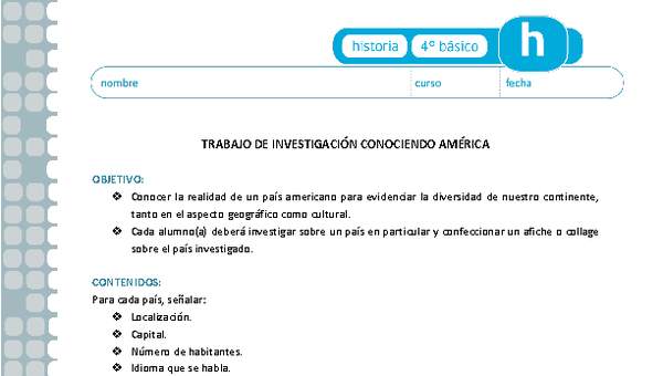 Trabajo de investigación "Conociendo América"