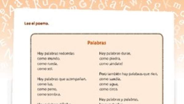 Comprensión poema palabras