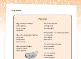 Comprensión poema palabras