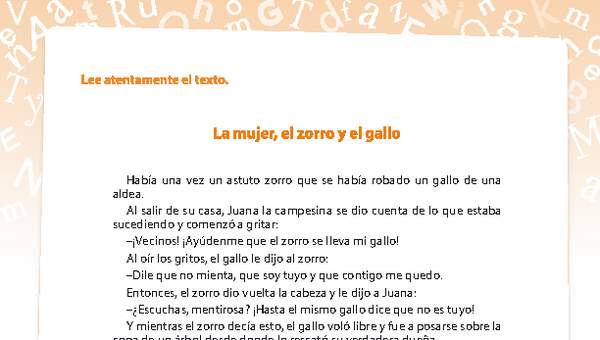 La mujer, el zorro y el gallo. Claves contextuales