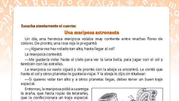 Una mariposa astronauta personajes