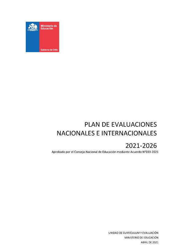 Plan de Evaluaciones nacionales e internacionales 2021- 2026