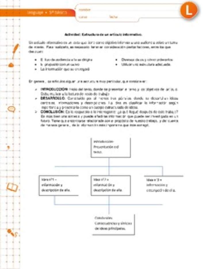 Estructura de un artículo informativo