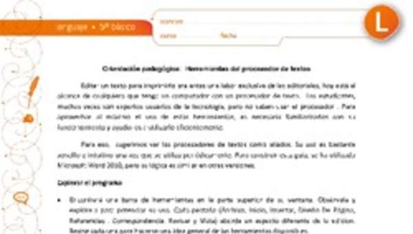 Herramientas del procesador de textos