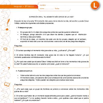 Expresión oral: "El momento más grave de la vida", de César Vallejo