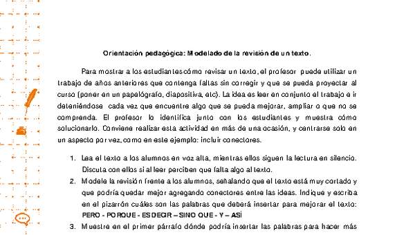 Orientación pedagógica: Modelado de la revisión de un texto