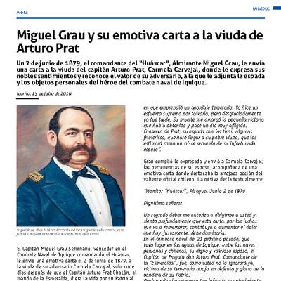 Miguel Grau y su emotiva carta a la viuda de Arturo Prat