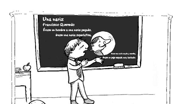 Ilustración: recitación del poema "A una nariz"