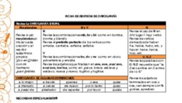 Ficha de revisión de ortografía