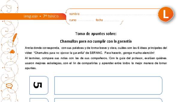 Toma de apuntes sobre video "Chamullos para no cumplir con la garantía"