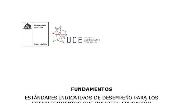 Fundamentos de Estándares Indicativos de Desempeño para Establecimientos de Educación Básica y Media (Vigente)