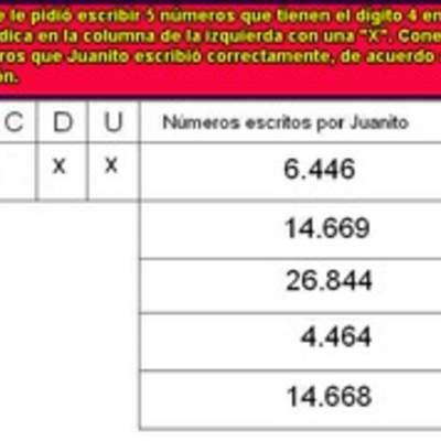 Identificar números con el dígito 4 en el lugar de las decenas y unidades