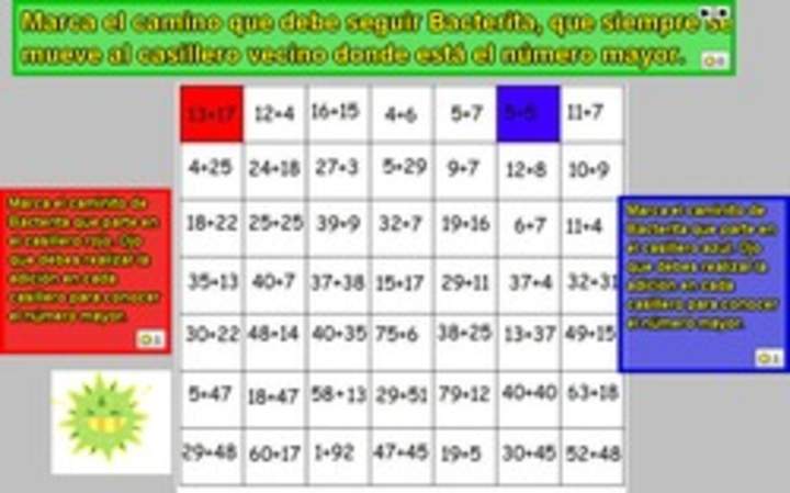 Calcular adiciones con reserva y comparar