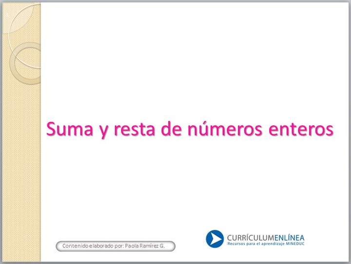 Suma y resta de números enteros