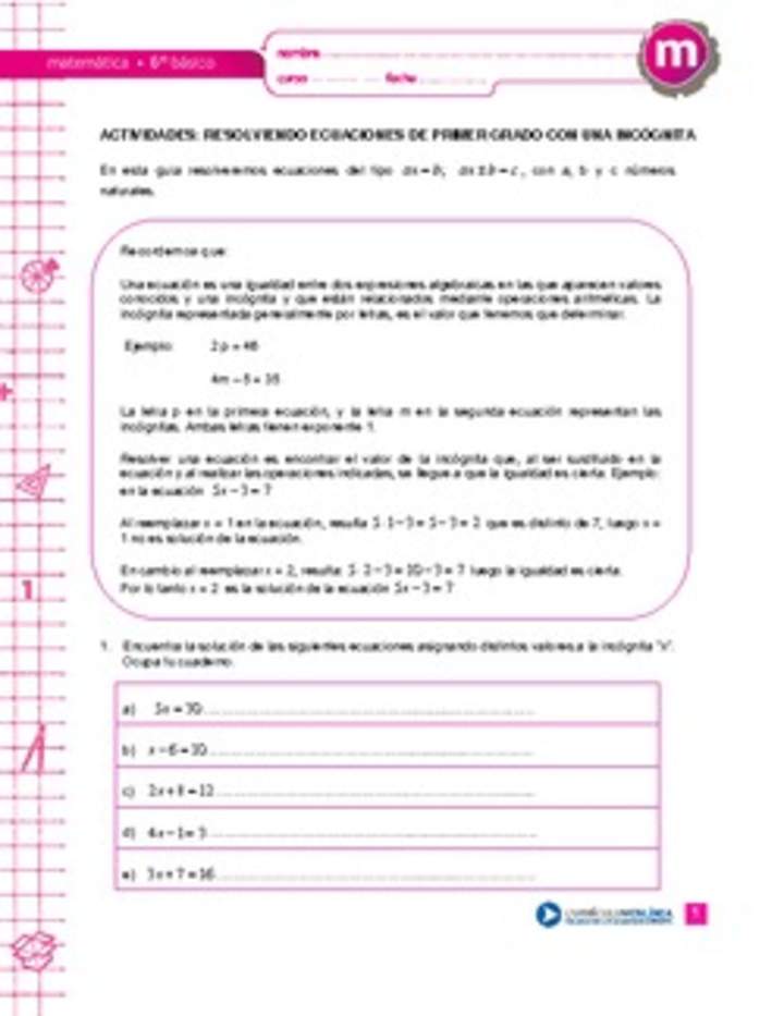 Resolviendo ecuaciones de primer grado con una incógnita