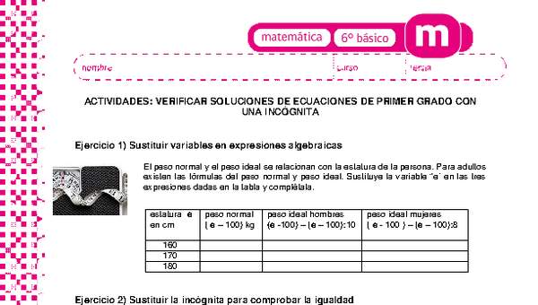 Verificar soluciones de ecuaciones de primer grado con una incógnita