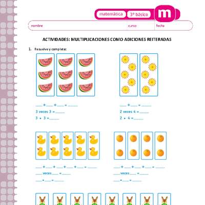 Multiplicaciones como adiciones reiteradas