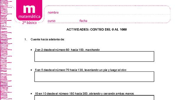 Actividades de conteo del 0 al 1000