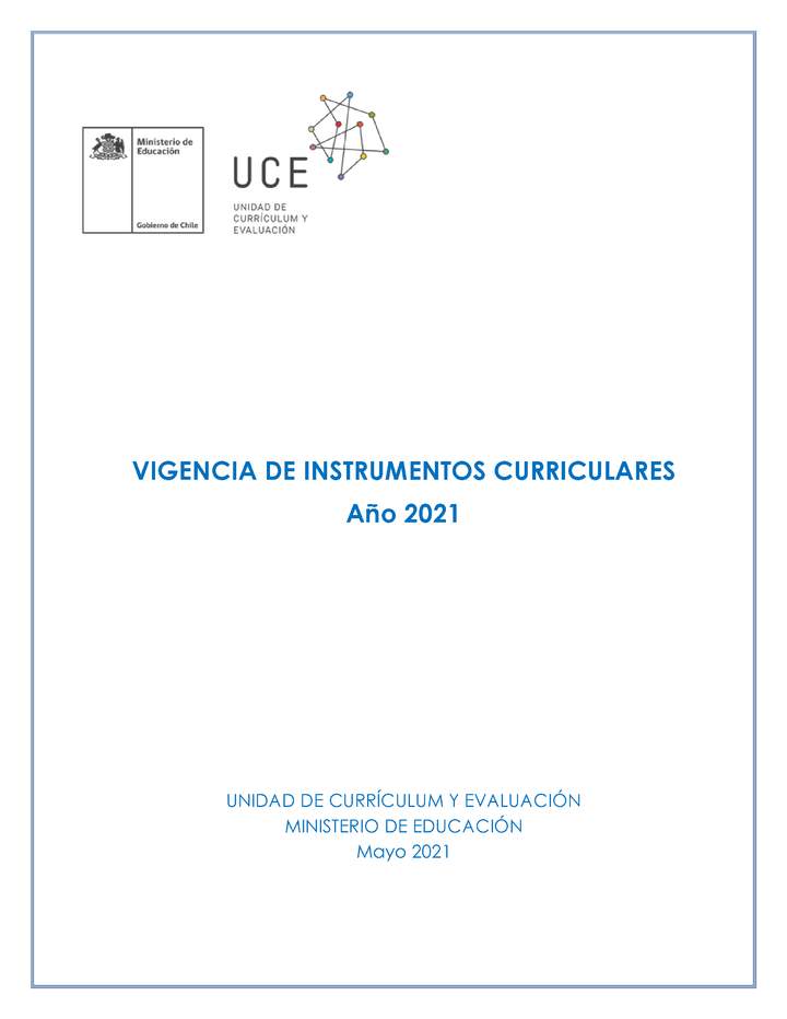 Vigencia de instrumentos curriculares año 2021