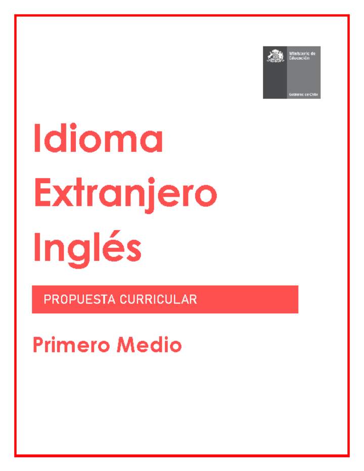 Programa de Inglés (Propuesta) 1° medio