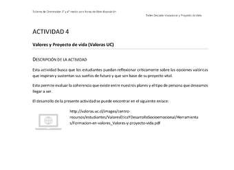 Actividad sugerida - Parte 1 - Actividad 4 - Valores y Proyecto de vida (Valoras UC)