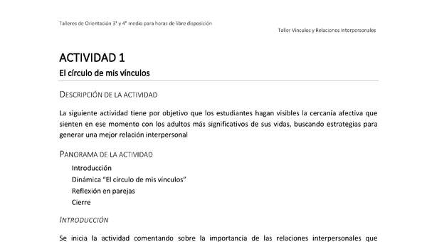 Actividad sugerida - Parte 1 - Actividad 1 - El círculo de mis vínculos