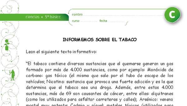 Elaboración de un afiche sobre el tabaco y la salud