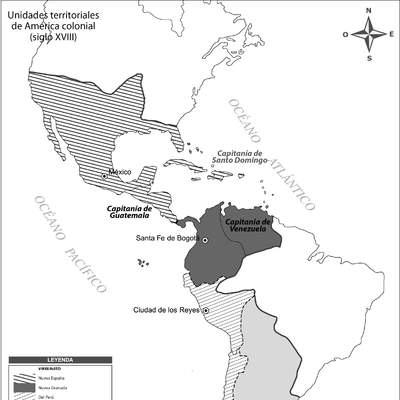 Unidades territoriales de América colonial (siglo XVIII)