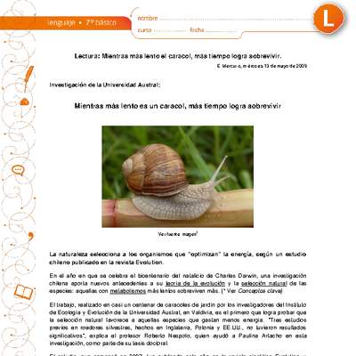 Mientras más lento es el caracol, más tiempo logra sobrevivir