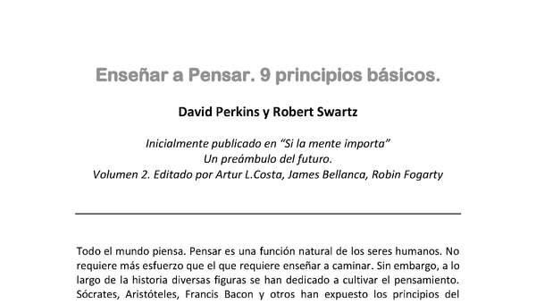 Enseñar a Pensar. 9 principios básicos