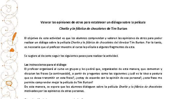 Valorar las opiniones de otros para establecer un diálogo sobre la película