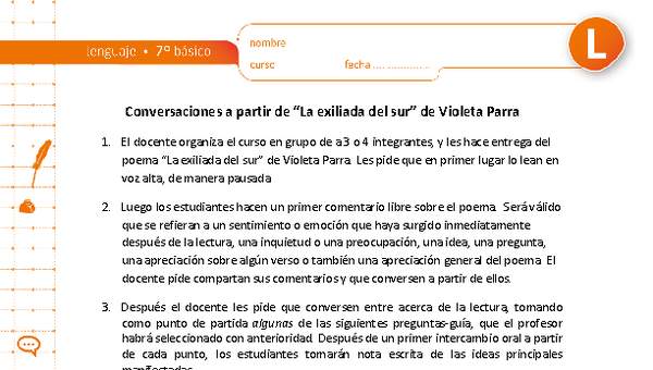 Conversaciones a partir de "La exiliada del sur" de Violeta Parra