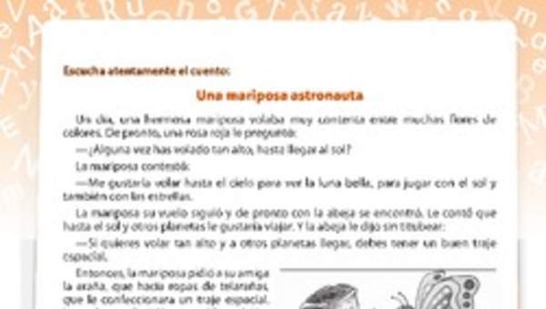 Comprensión Una mariposa astronauta