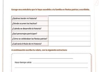 Escritura relato fiestas patrias