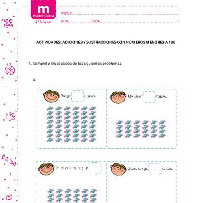 Adiciones y sustracciones con números menores a 100 (I)