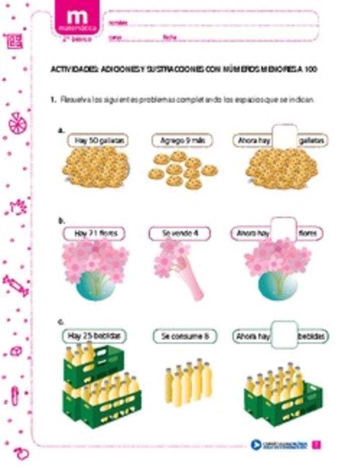 Adiciones y sustracciones con números menores a 100 (II)