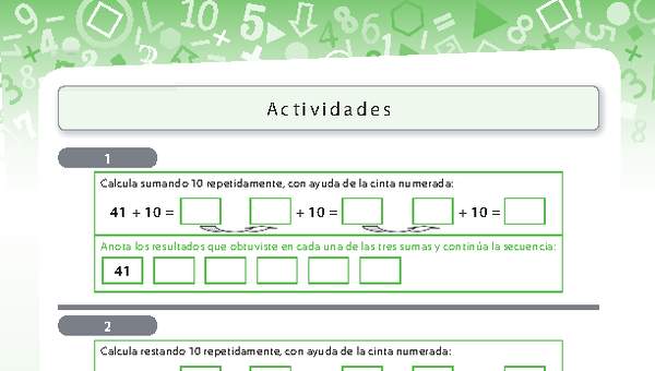 Adiciones repetidas con la cinta numerada