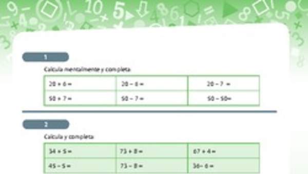 Cálculo mental de adiciones y sustracciones de números menores a 100