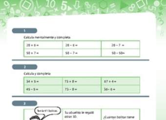 Cálculo mental de adiciones y sustracciones de números menores a 100