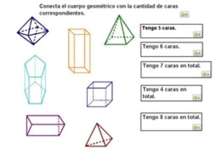 Relacionar cuerpos geométricos con número de caras