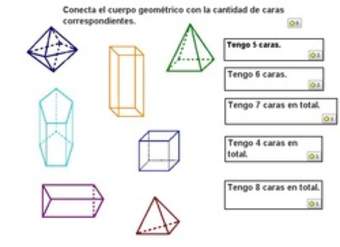 Relacionar cuerpos geométricos con número de caras