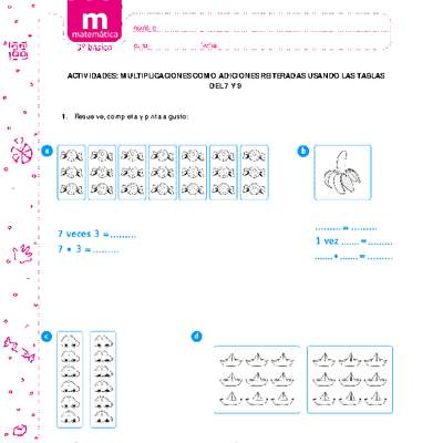 Multiplicaciones como adiciones reiteradas usando las tablas del 7 y 9