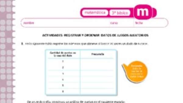 Registrar y ordenar datos de juegos aleatorios