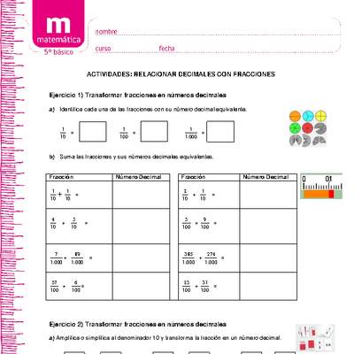 Relacionar fracciones con decimales