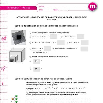 Propiedades de las potencias de base y exponente natural